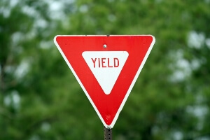 Close-up image of a Yield sign.