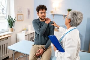 A patient receiving medical care.